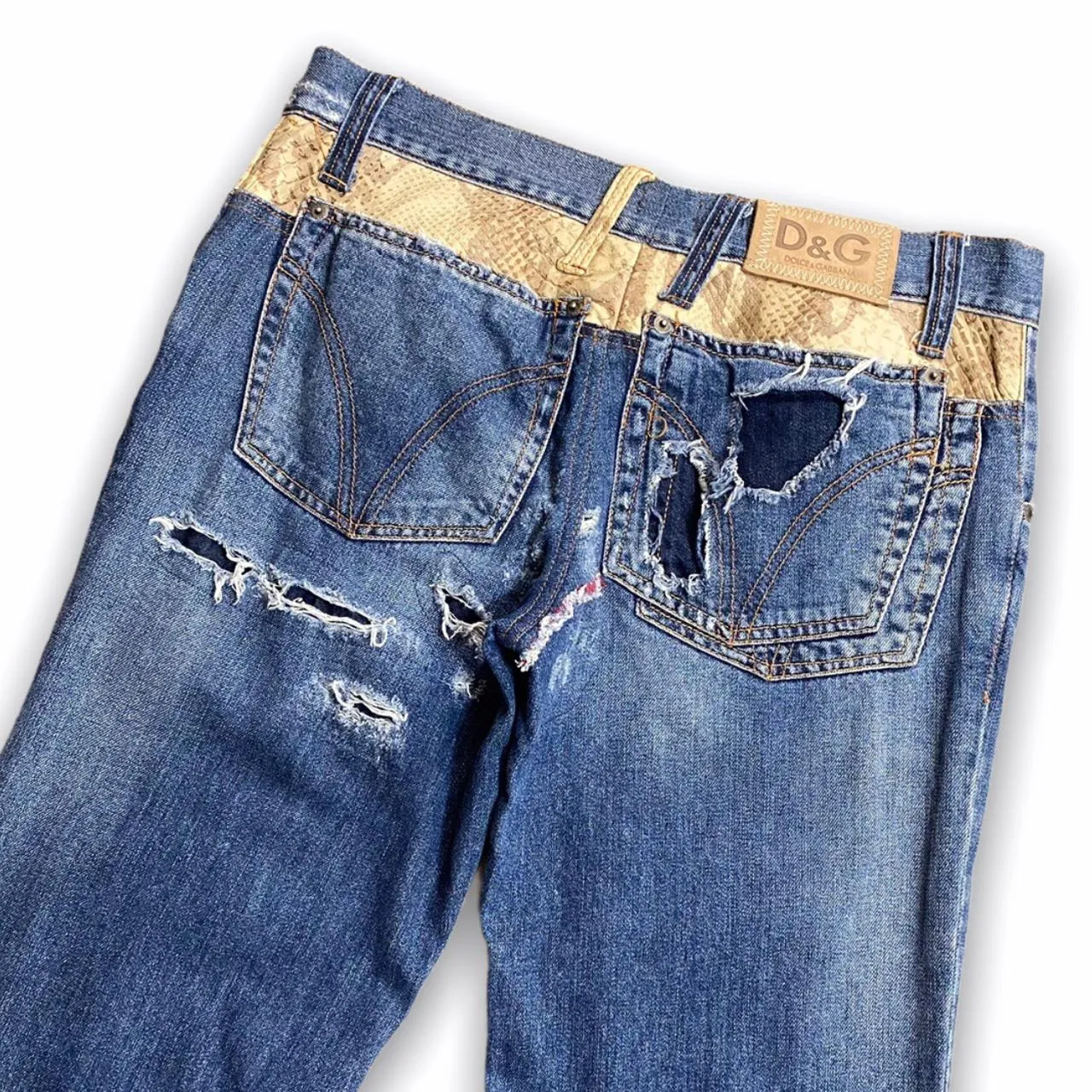 Dolce & Gabbana Ripped and Patched Vintage Jeans Cotton Blue Size 32"