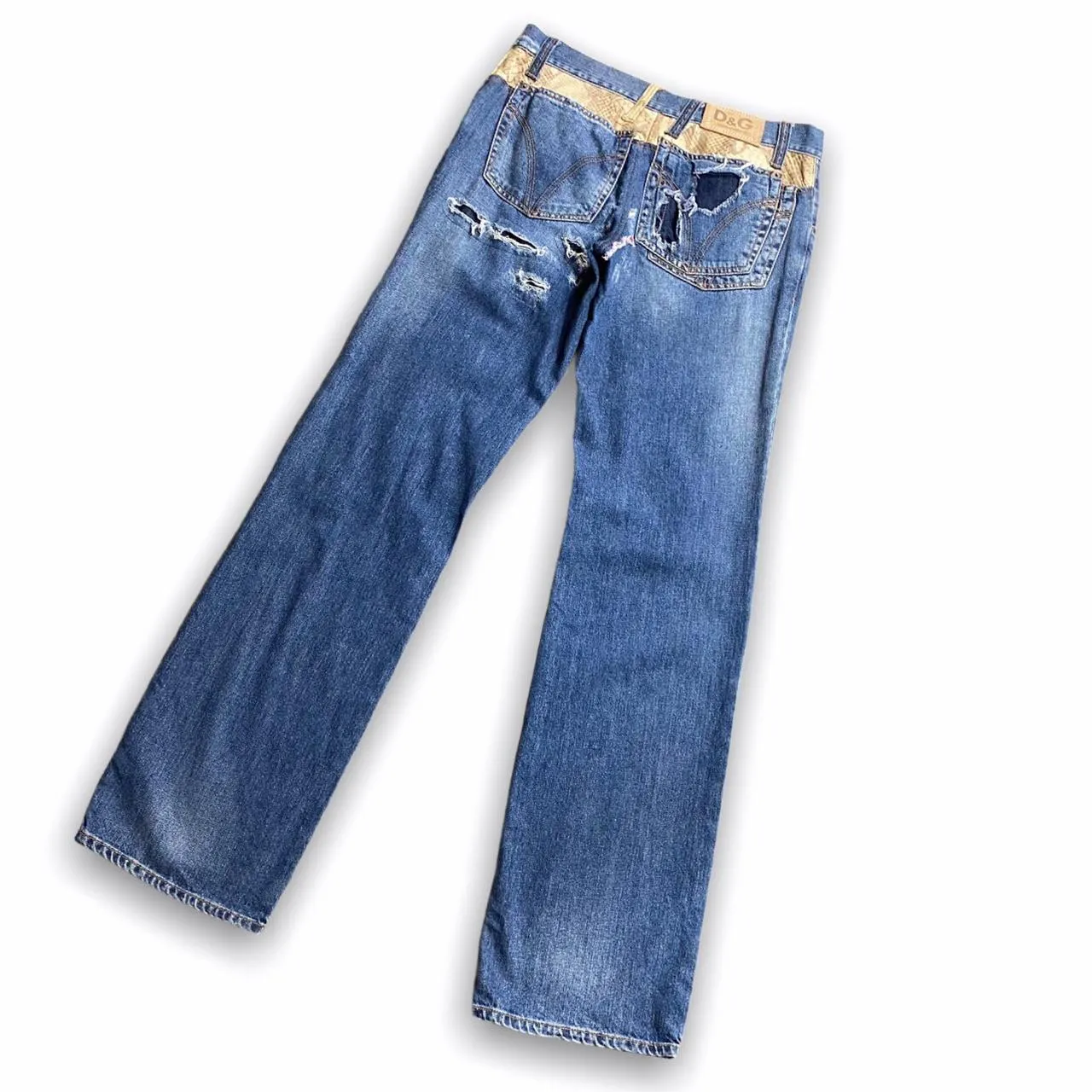 Dolce & Gabbana Ripped and Patched Vintage Jeans Cotton Blue Size 32"