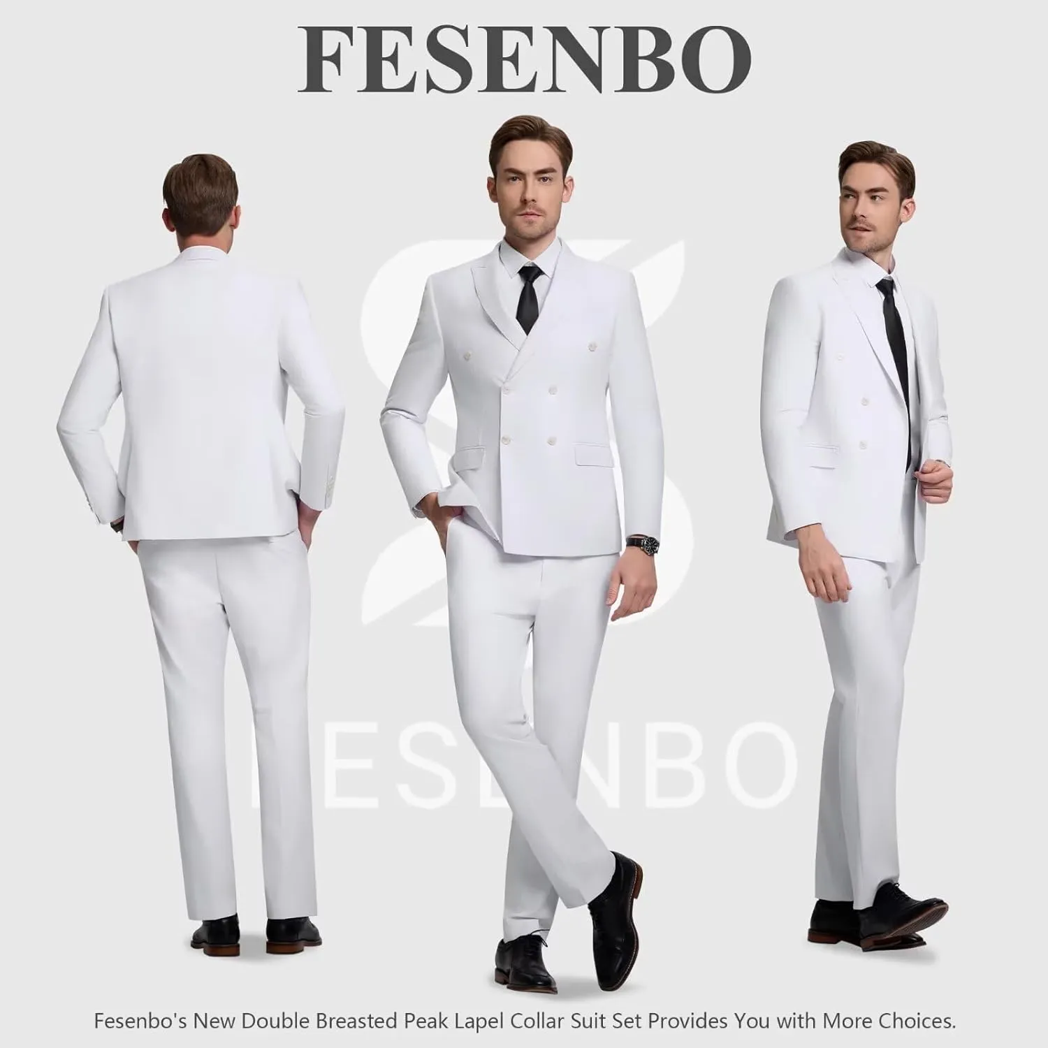 Double Breasted Suit Men Slim Fit 2 Pieces Suit Blazer Pants Formal 2 Button Tuxedo Jacket for Wedding Business Prom