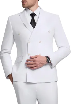 Double Breasted Suit Men Slim Fit 2 Pieces Suit Blazer Pants Formal 2 Button Tuxedo Jacket for Wedding Business Prom