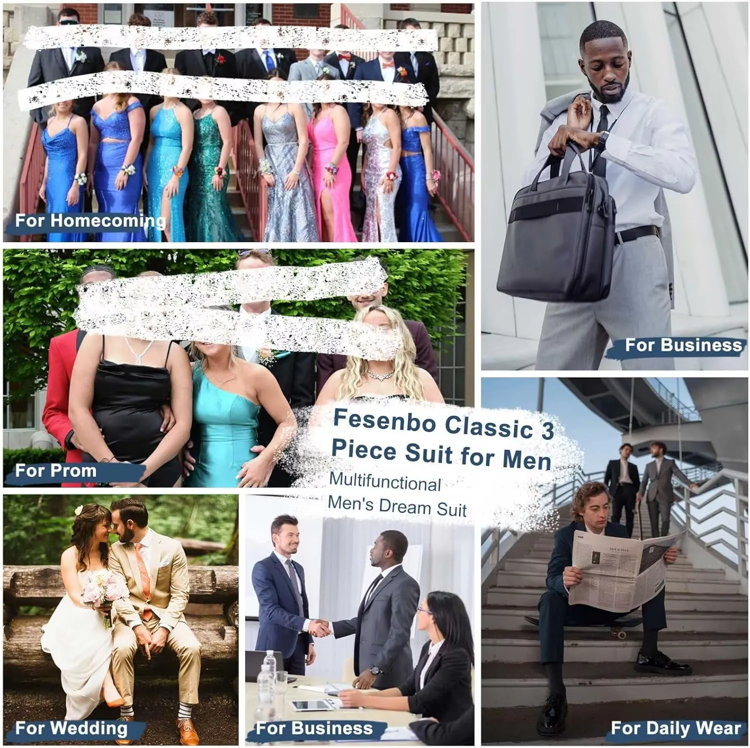Double Breasted Suit Men Slim Fit 2 Pieces Suit Blazer Pants Formal 2 Button Tuxedo Jacket for Wedding Business Prom