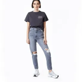 DR DENIM NORA 2020103 176 MOM JEANS DONNA WASHED GREY RIPPED