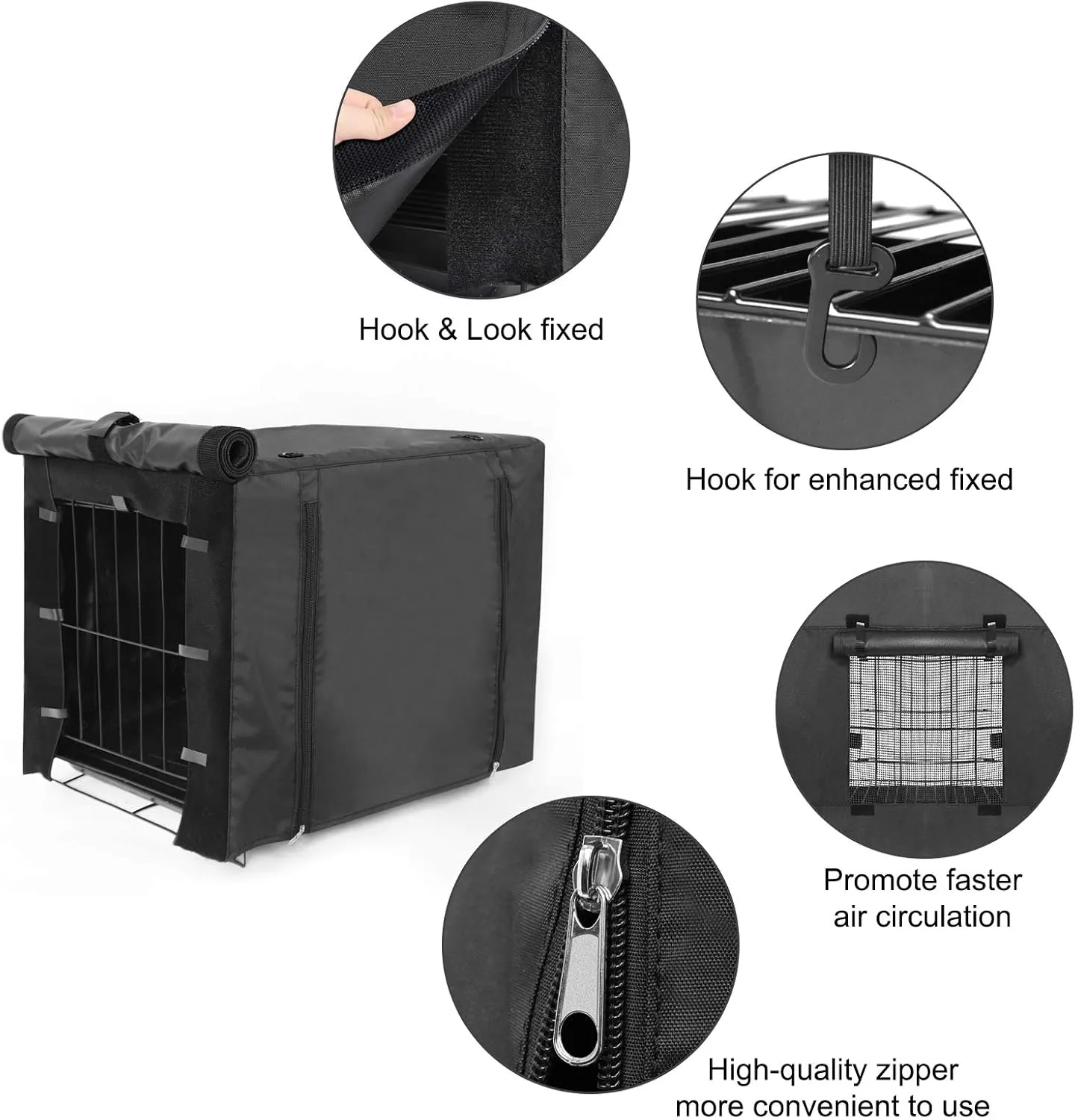 Durable Dog crate cover Double Door for large pet cover Kennel Covers Universal Fit for 48 inches Wire Dog Crate (48 Inch (48" L x 30" W x 33" H))-Black