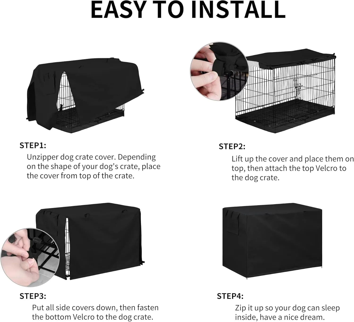 Easy-Going Dog Crate Cover 42 Inch Dog Kennel Cover for Dog, Cage Covers for Dog Crates Fit (42" L x28 Wx30 H) Black