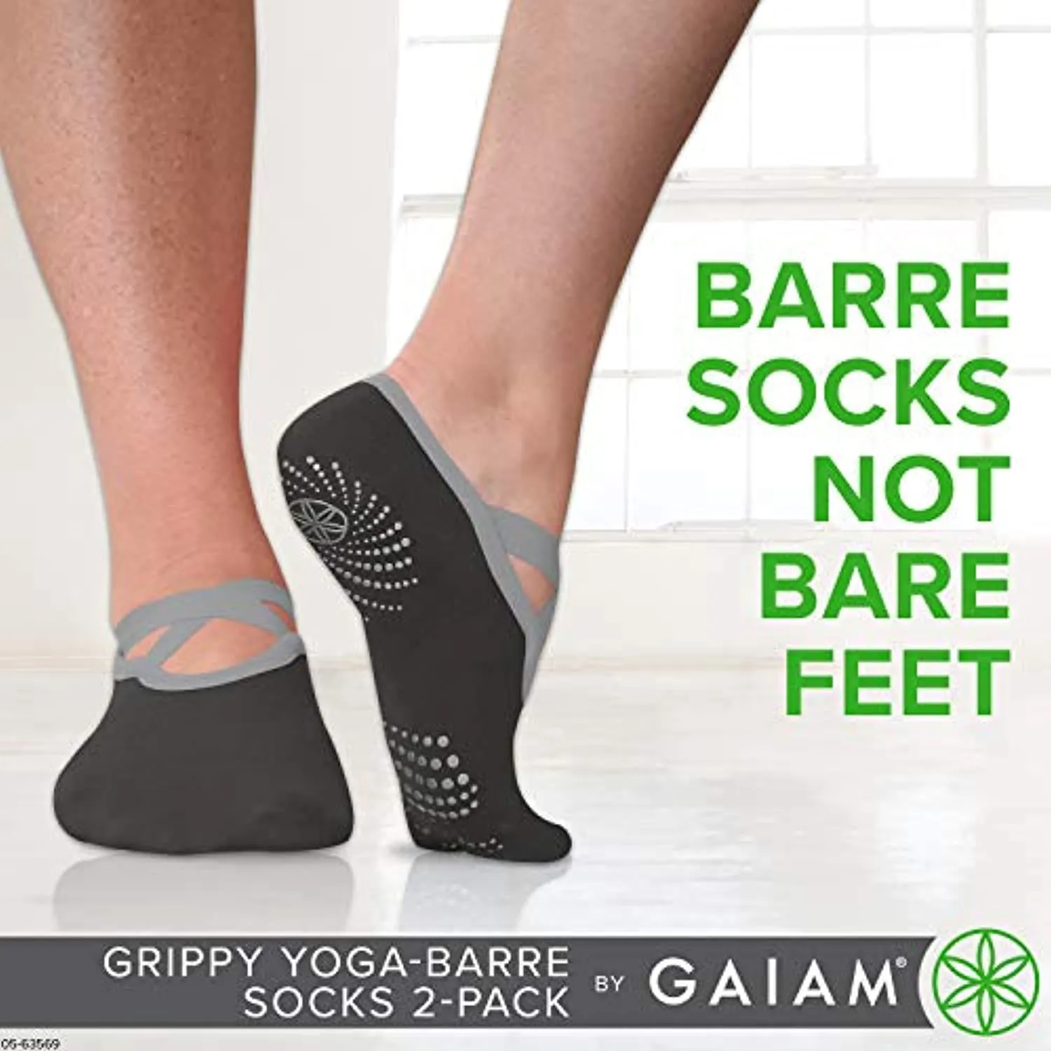 Gaiam Yoga Barre Socks - Non Slip Sticky Toe Grip Accessories for Women & Men
