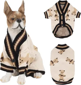 HAPEE Dog Sweaters Dog Bear Sweater for Cat, Clown Prince Puppy Clothes (E05-Bear Beige, Medium)