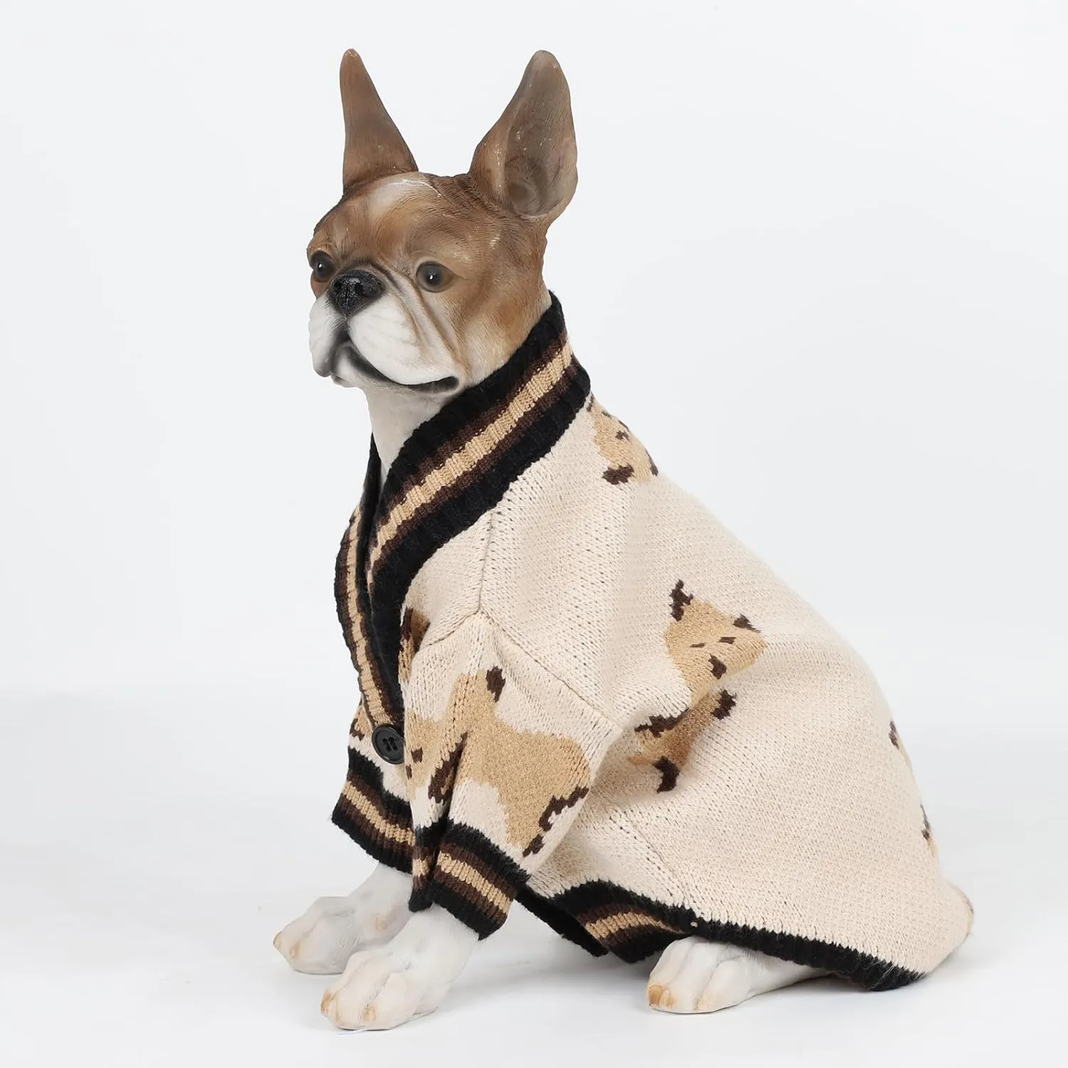 HAPEE Dog Sweaters Dog Bear Sweater for Cat, Clown Prince Puppy Clothes (E05-Bear Beige, Medium)