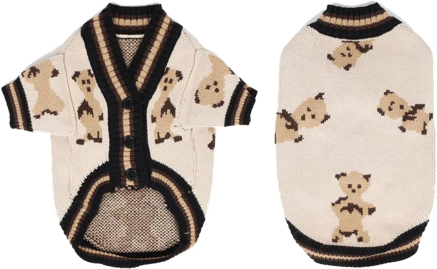 HAPEE Dog Sweaters Dog Bear Sweater for Cat, Clown Prince Puppy Clothes (E05-Bear Beige, Medium)