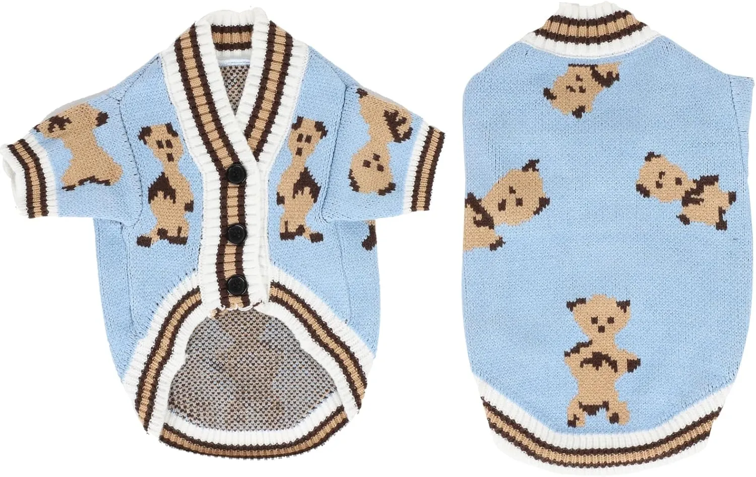 HAPEE Dog Sweaters Dog Bear Sweater for Cat, Clown Prince Puppy Clothes (E06-Bear Blue, Medium)