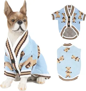 HAPEE Dog Sweaters Dog Bear Sweater for Cat, Clown Prince Puppy Clothes (E06-Bear Blue, Medium)