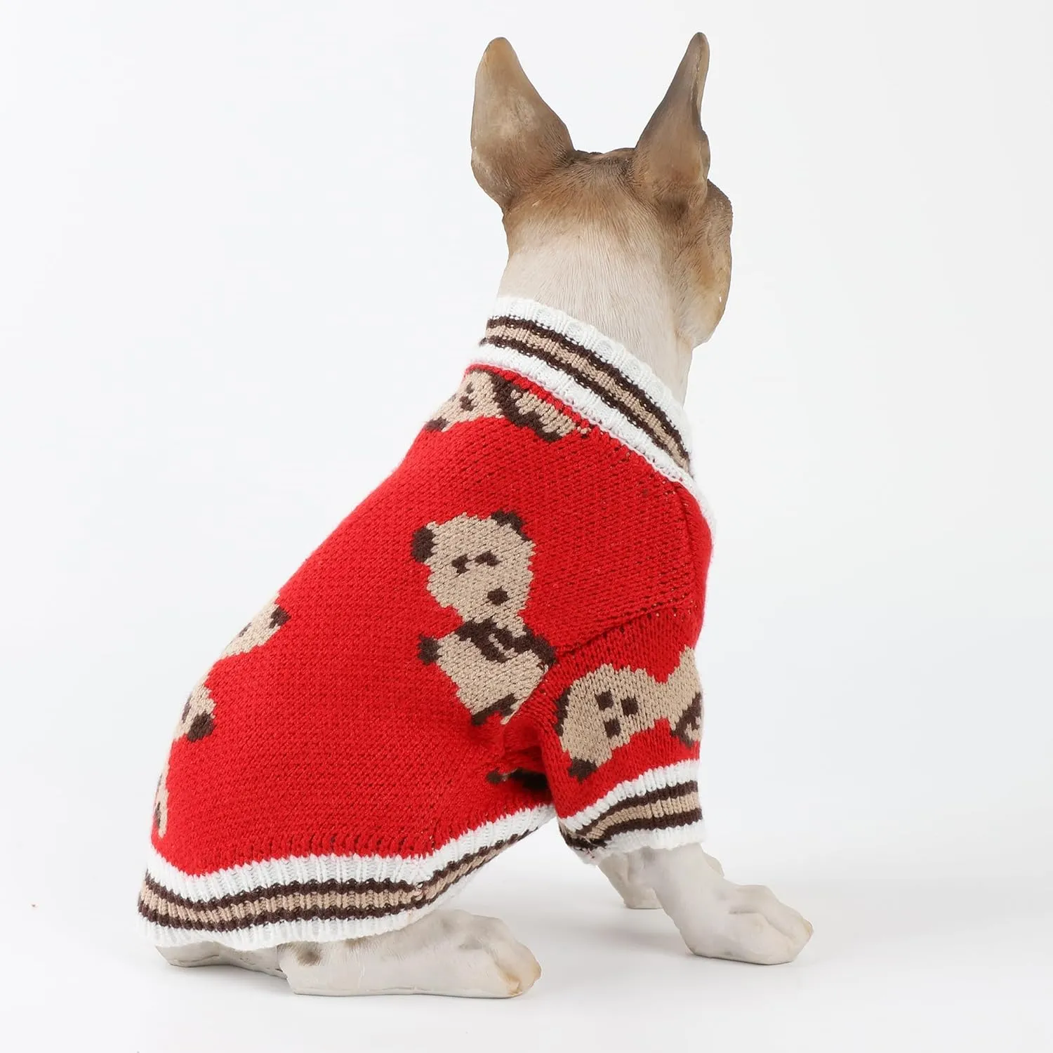 HAPEE Dog Sweaters Dog Bear Sweater for Cat, Clown Prince Puppy Clothes (X-Small, E07-Bear Red)
