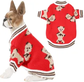 HAPEE Dog Sweaters Dog Bear Sweater for Cat, Clown Prince Puppy Clothes (X-Small, E07-Bear Red)