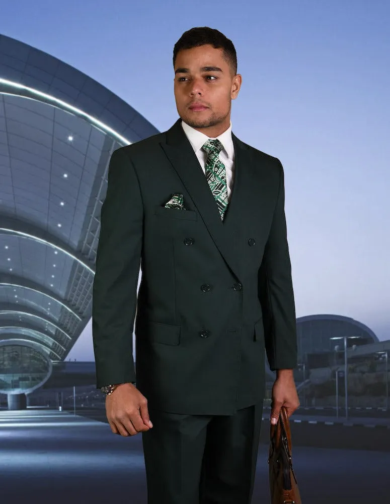 Hunter Green statement men's suit double breasted pleated pants classic fit
