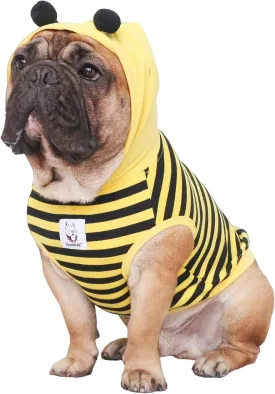 iChoue I am a French Bulldog Bee Honeybee Bumblebee Costumes Hoodies Sleeveless Clothes Outfits Cosplay Shirts for Medium Dogs Frenchie Pug English Boston Puppy - Black and Yellow, Large