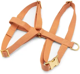 Indestructible Dog Harness, Ergonomic Customizable Sizing, No Pull, No Escape, Front   Back Leash Clip, Metal Buckle and Adjusters (Peach Color, Medium)