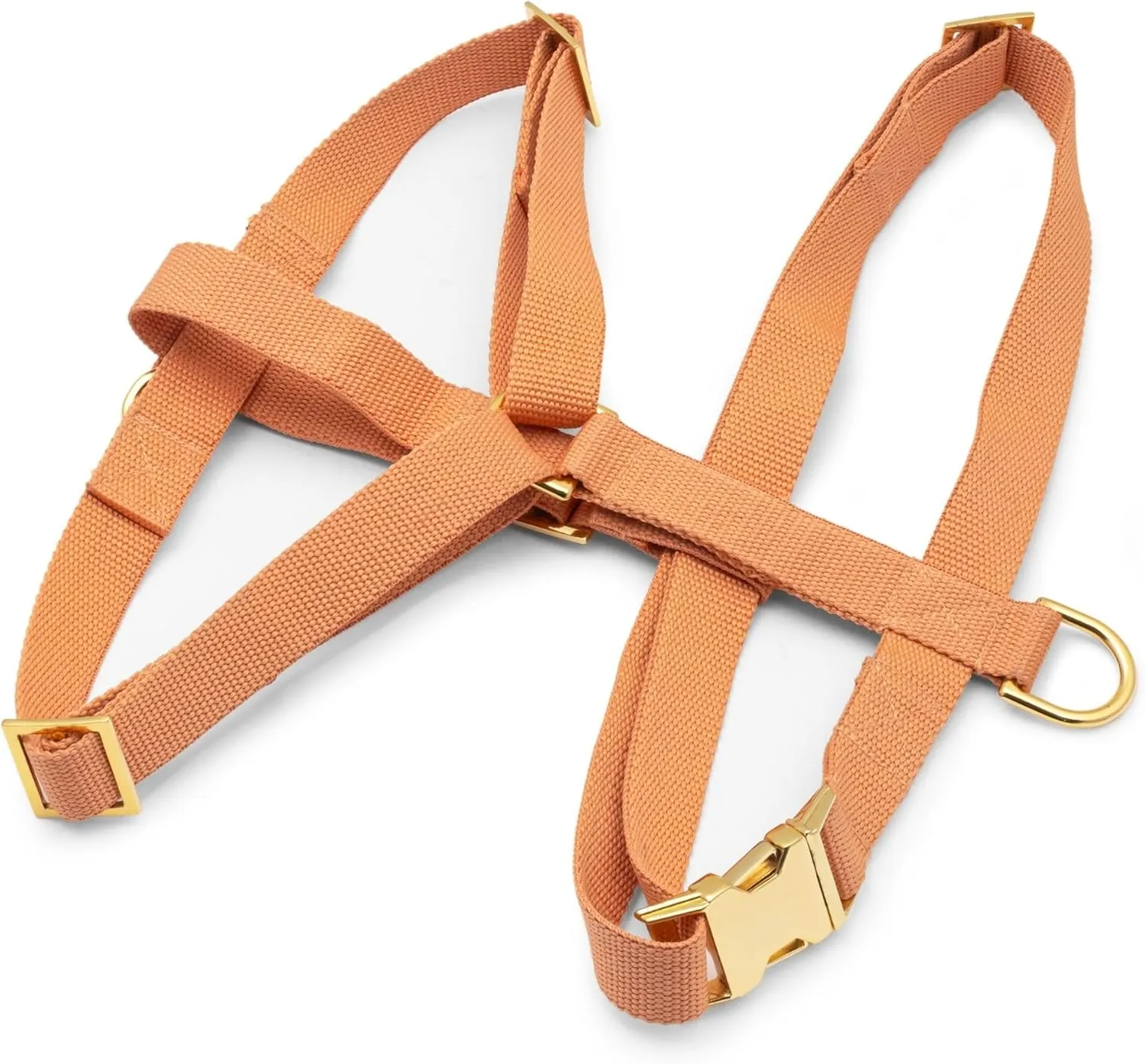 Indestructible Dog Harness, Ergonomic Customizable Sizing, No Pull, No Escape, Front   Back Leash Clip, Metal Buckle and Adjusters (Peach Color, Medium)