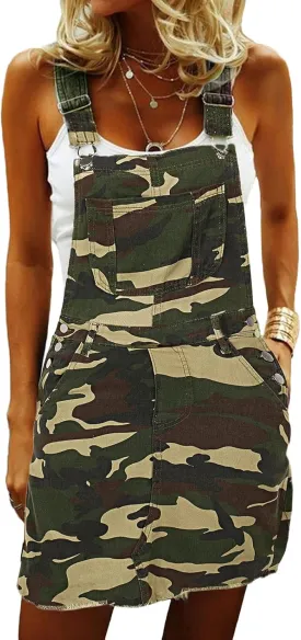 lisenraIn Denim Overall Dress for Women Casual Adjustable Strap Bib Dress Summer Independence Day Dress with Pockets