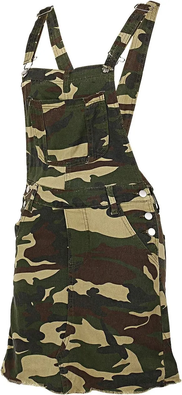 lisenraIn Denim Overall Dress for Women Casual Adjustable Strap Bib Dress Summer Independence Day Dress with Pockets
