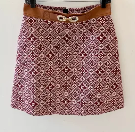 LOUIS VUITTON LEATHER BELTED ZIP SKIRT