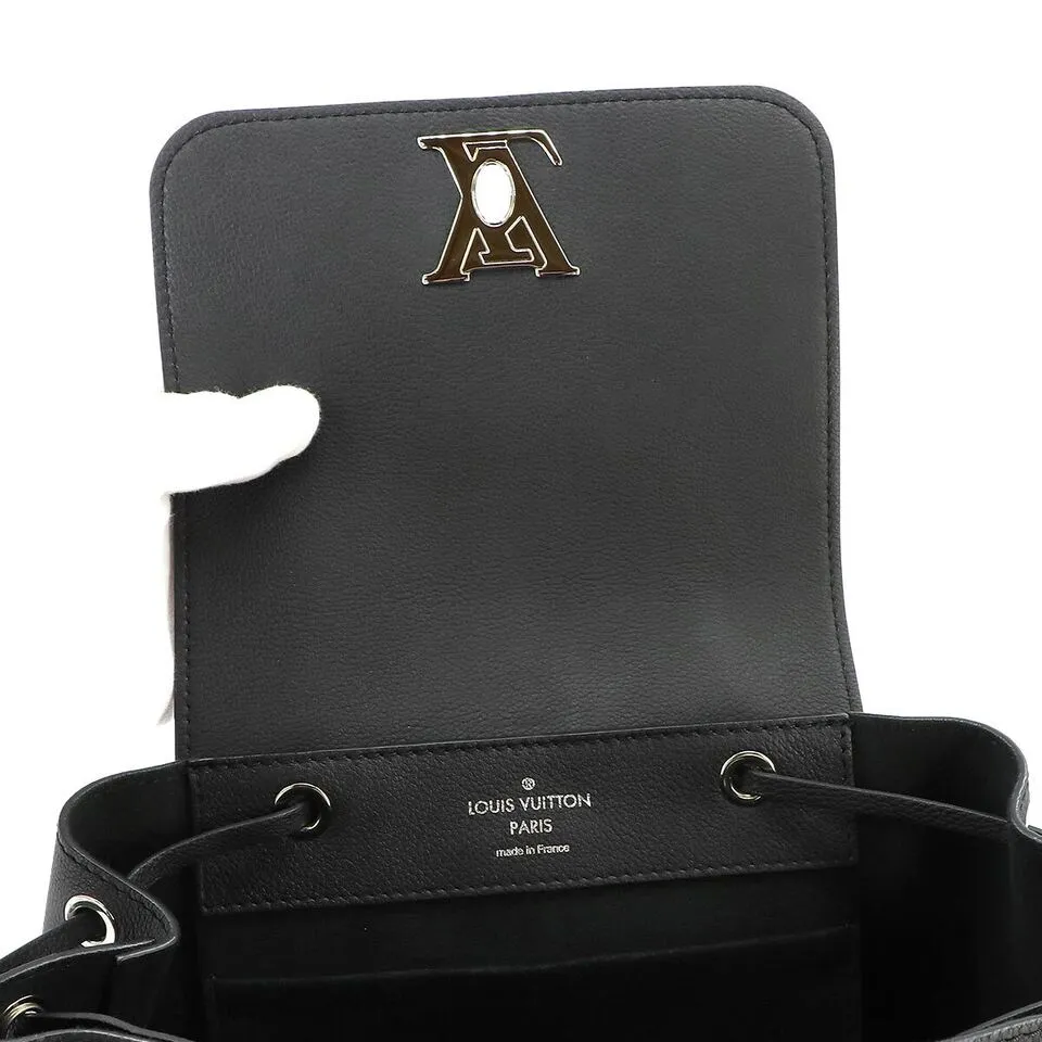 LOUIS VUITTON Lock Me  Leather Noir Black Backpack