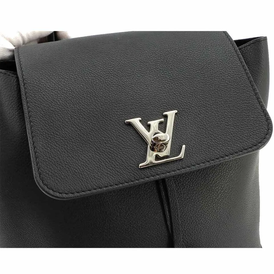 LOUIS VUITTON Lock Me  Leather Noir Black Backpack