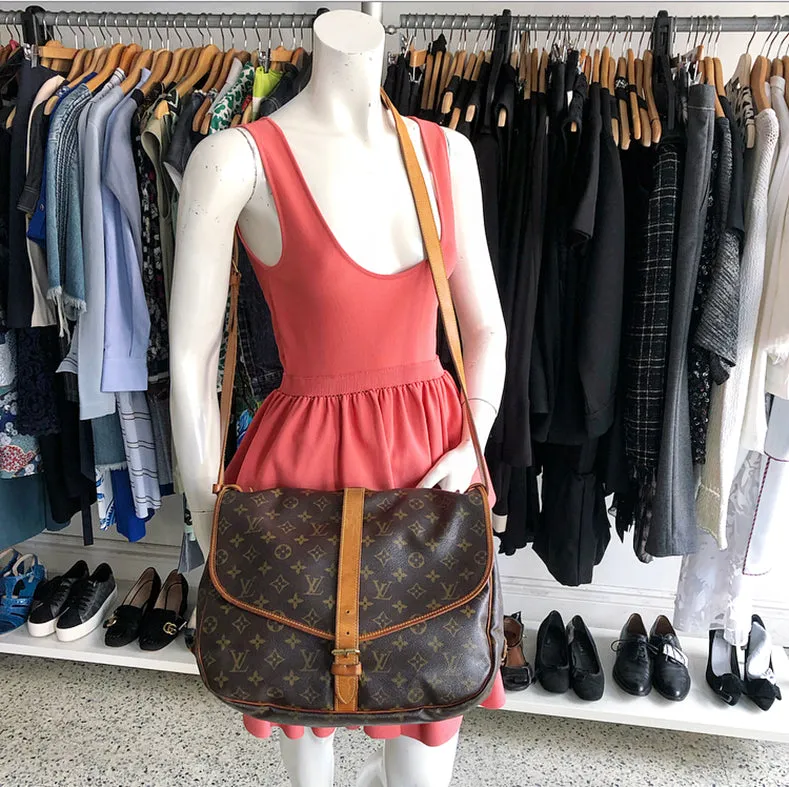 Louis Vuitton Vintage 1996 Saumur 35 Double Satchel Monogram Bag
