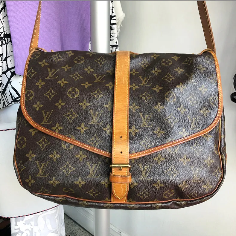 Louis Vuitton Vintage 1996 Saumur 35 Double Satchel Monogram Bag