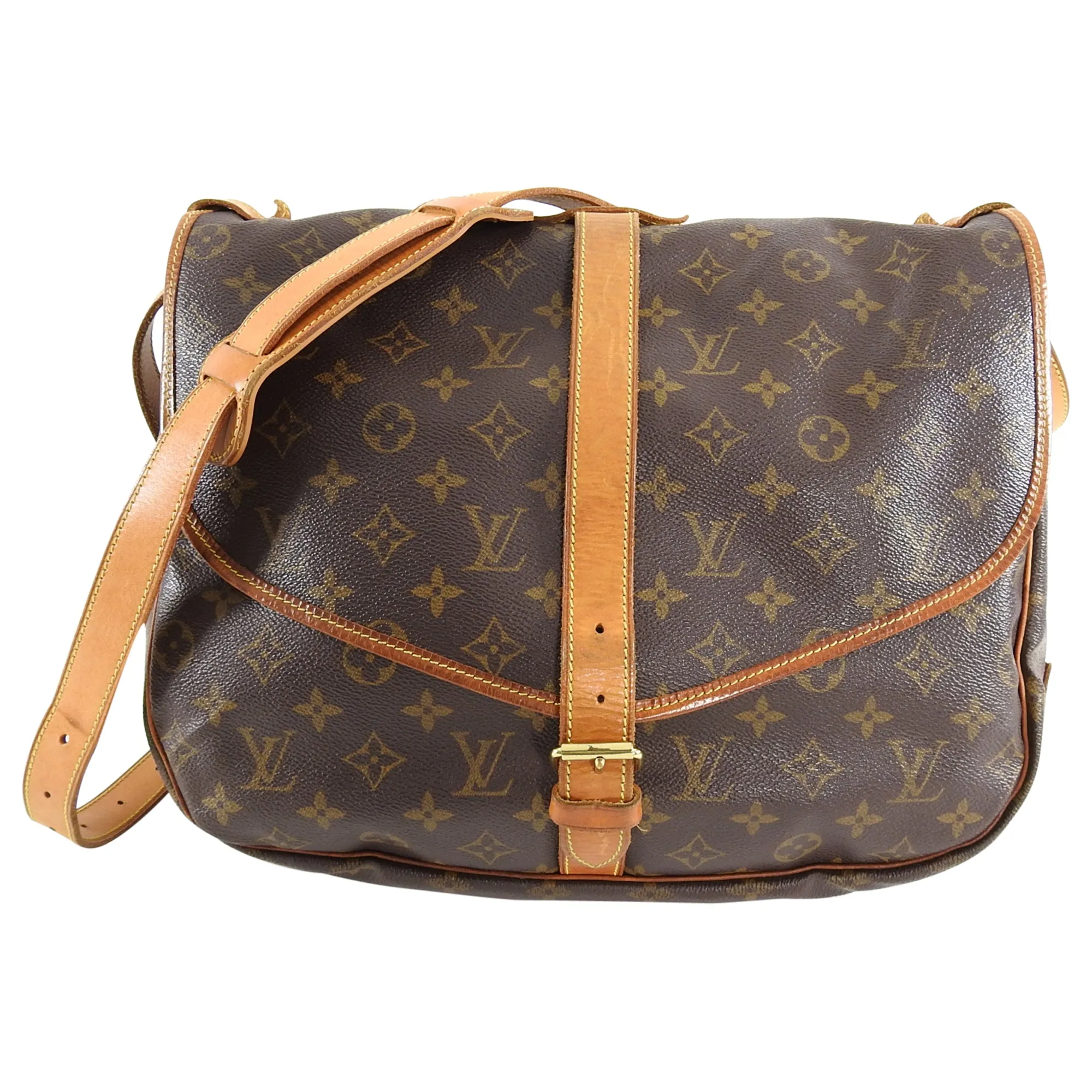 Louis Vuitton Vintage 1996 Saumur 35 Double Satchel Monogram Bag