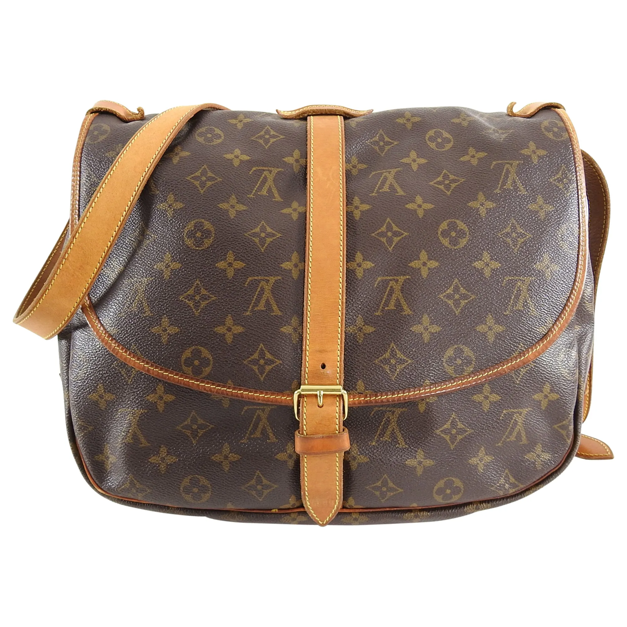 Louis Vuitton Vintage 1996 Saumur 35 Double Satchel Monogram Bag