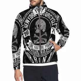 Men's Windbreaker printed 1976 new york motorcycle slogan