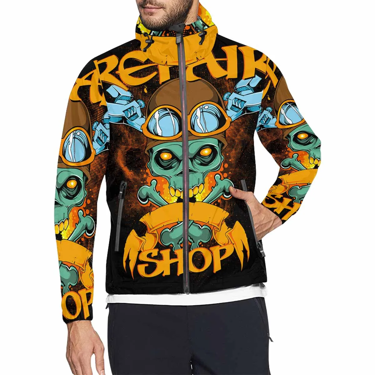 Men's Windbreaker printed Repair shop