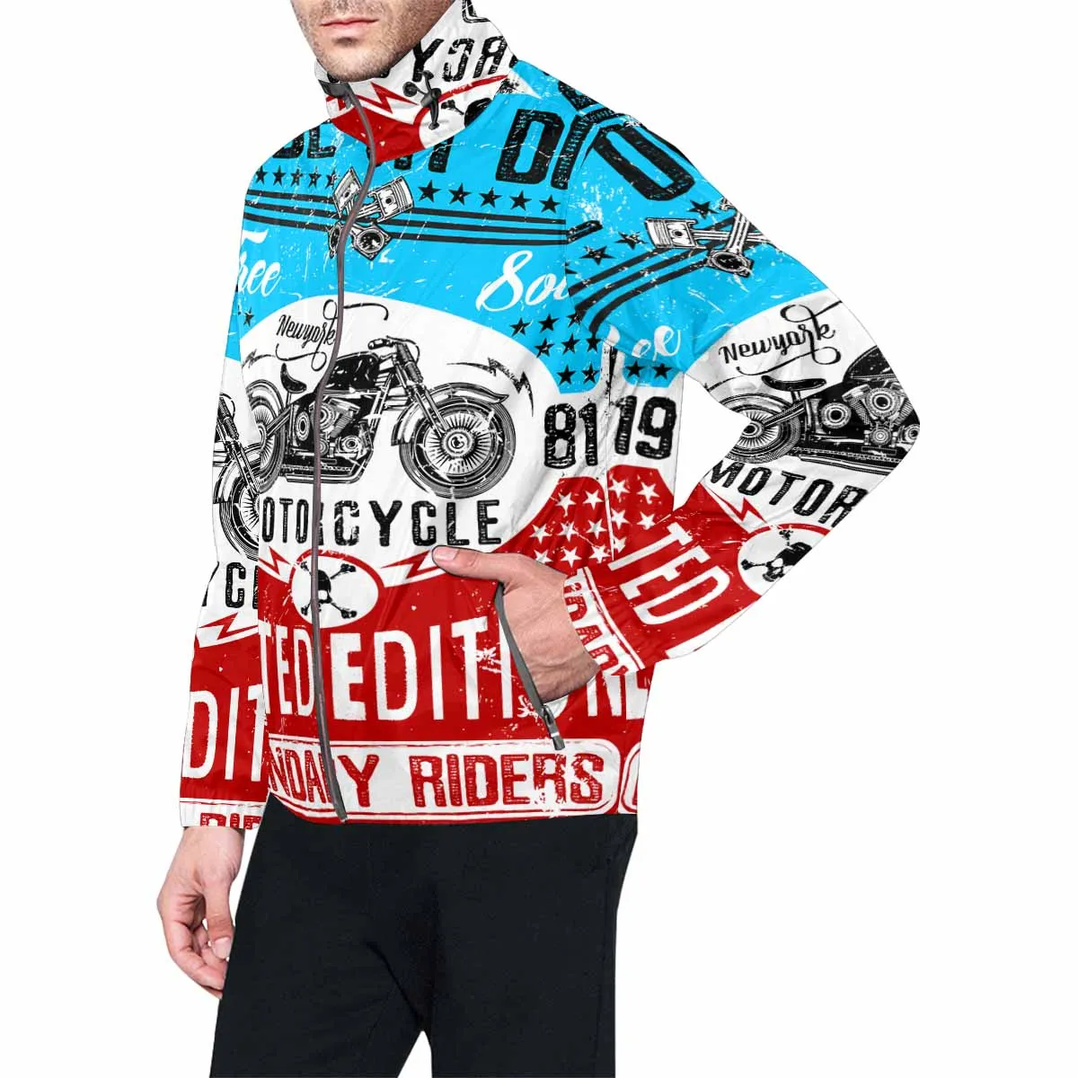 Men's Windbreaker printed ride slogan monogram