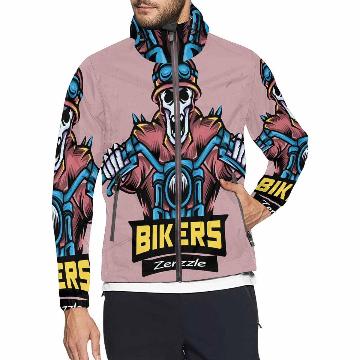 Men's Windbreaker printed skull moter biker