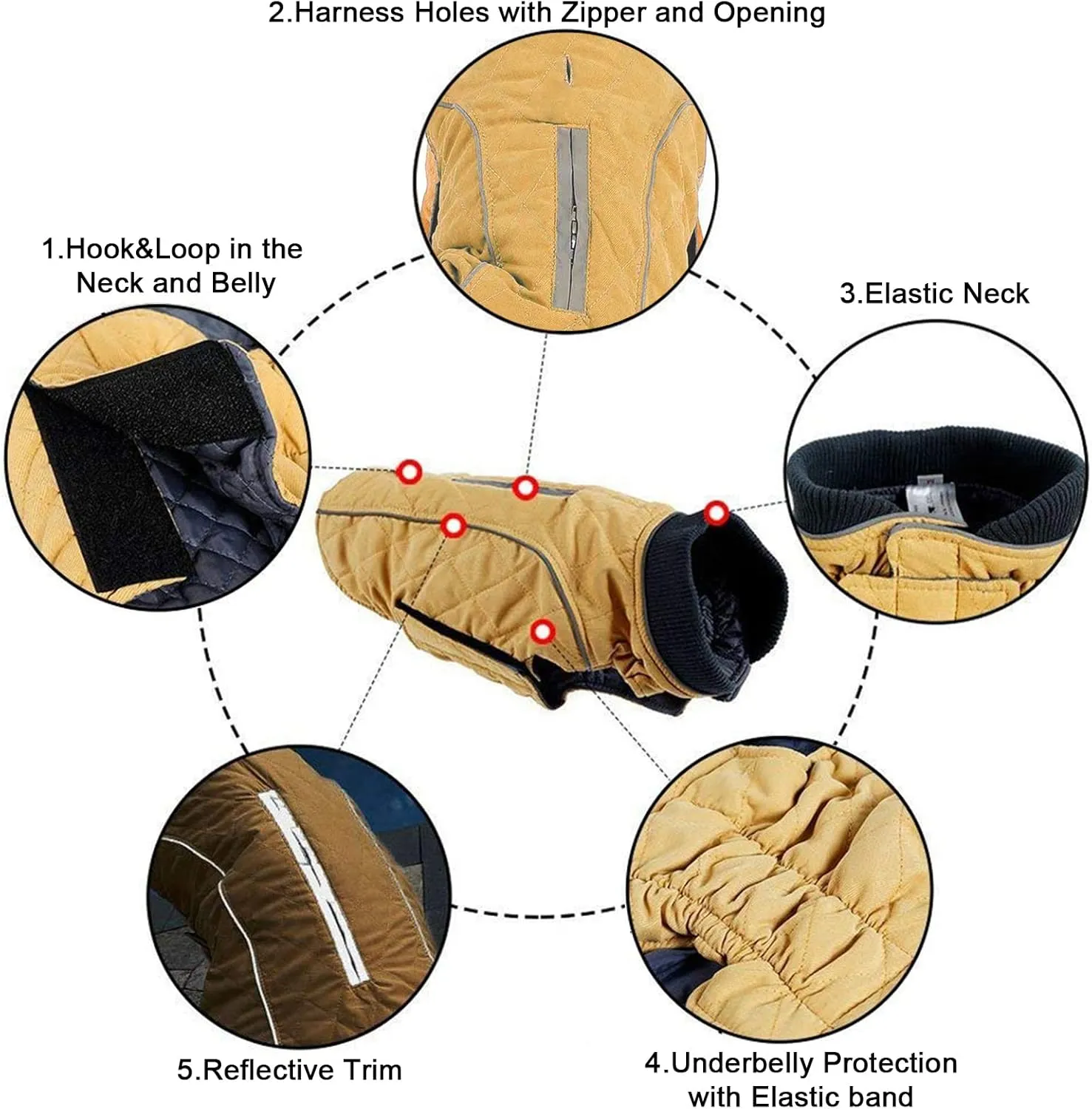 Morezi Dog Coat with Reflective strim, Winter Dog Jacket Water Resistant underbelly Warm Puppy Suit with Harness Hole - Suitable for French Bulldog, shitzu, Jack Russell Terrier - M - Yellow