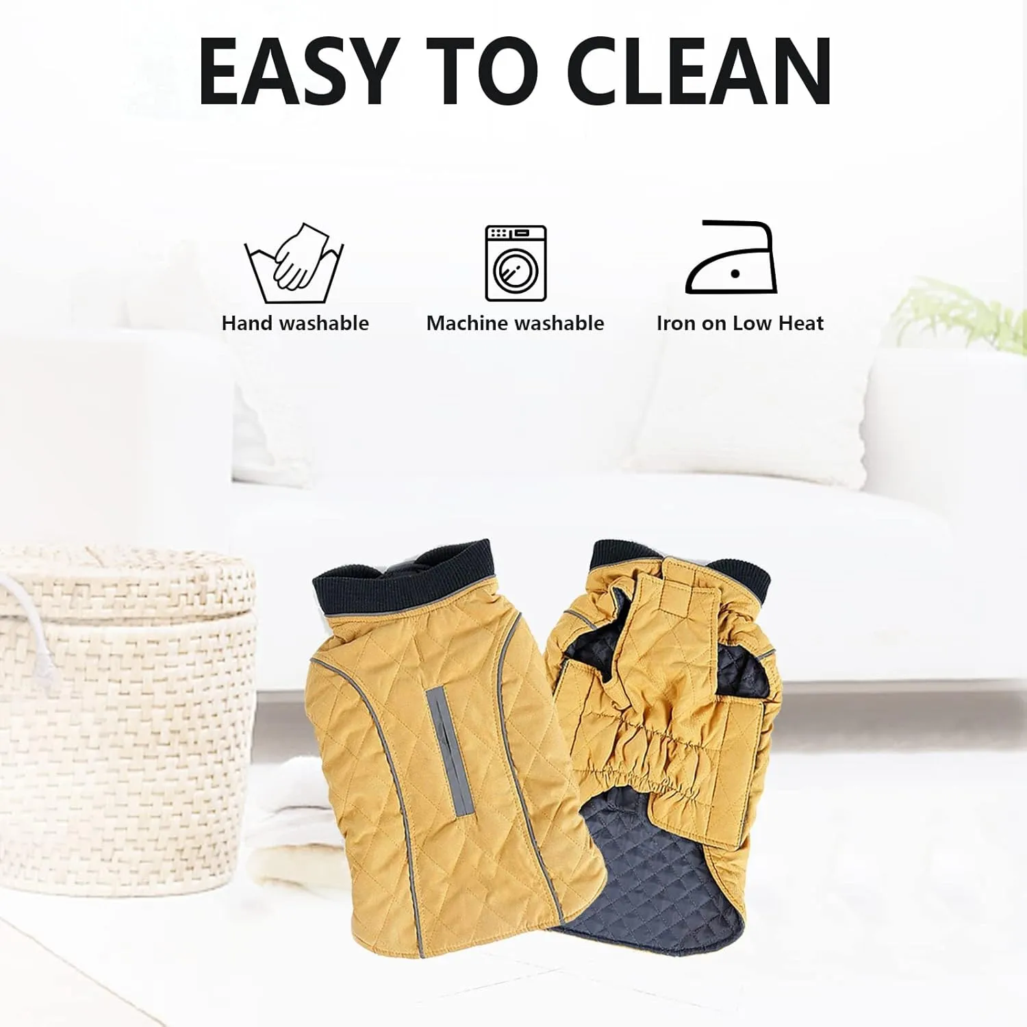 Morezi Dog Coat with Reflective strim, Winter Dog Jacket Water Resistant underbelly Warm Puppy Suit with Harness Hole - Suitable for French Bulldog, shitzu, Jack Russell Terrier - M - Yellow