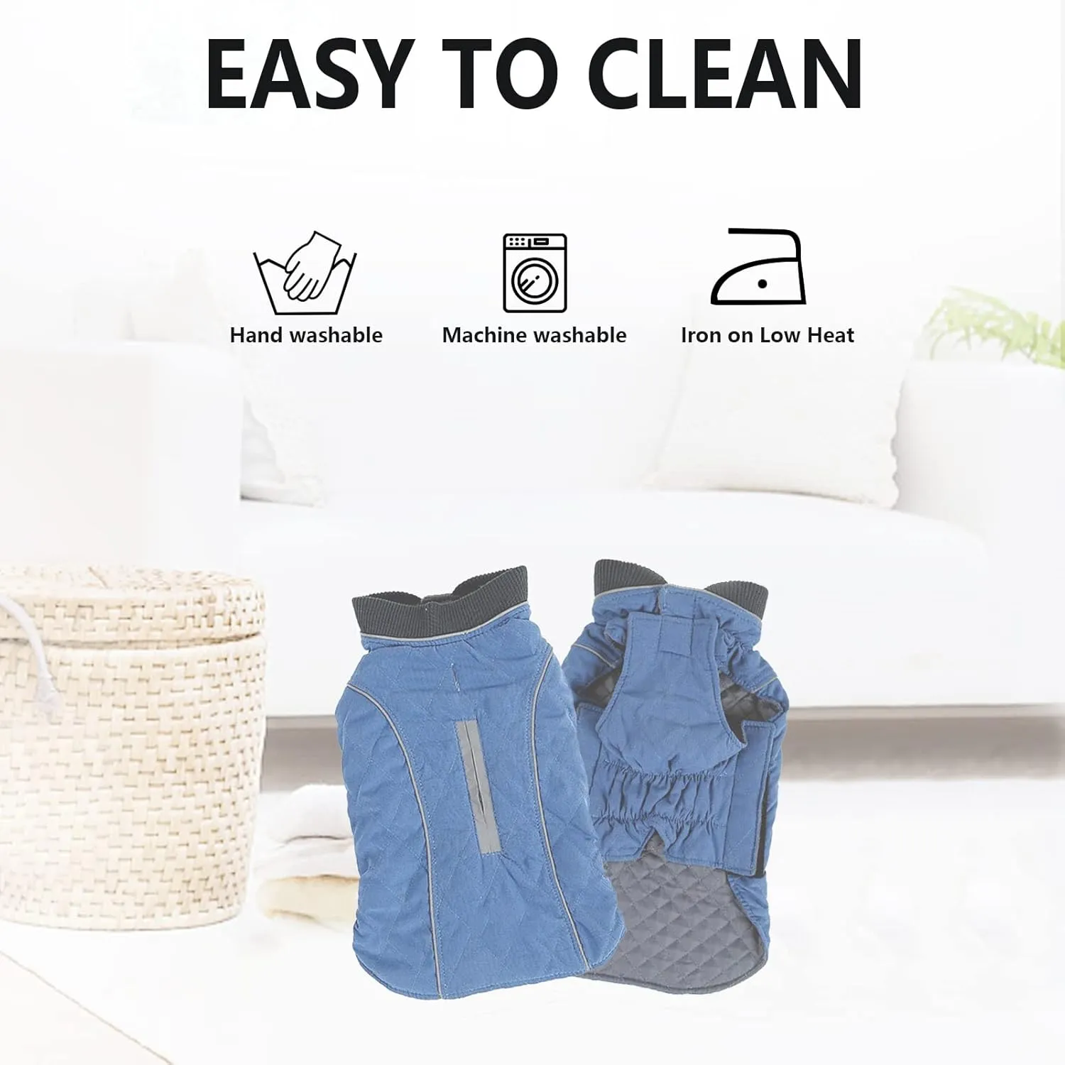 Morezi Dog Coat with Reflective strim, Winter Dog Jacket Water Resistant underbelly Warm Puppy Suit with Harness Hole - Suitable for French Bulldog, shitzu, Jack Russell Terrier - S - Blue