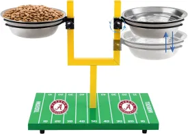 NCAA Alabama Crimson Tide Goalpost Football Field Dog Feeder  Adjustable Elevated Dog Bowls with Stand, 2 Stainless Steel Bowls, Non-Slip Rubber Feet, Raised Pet Feeder for Large & Small Dogs