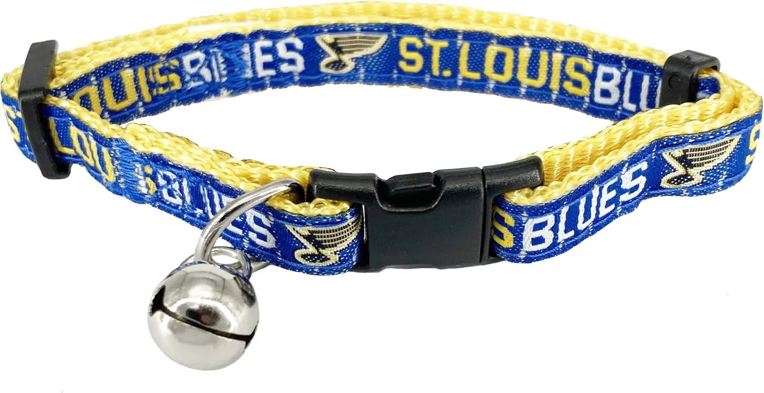 NHL CAT Collar St. Louis Blues Satin Cat Collar Hockey Team Collar for Dogs & Cats. A Shiny & Colorful Cat Collar with Ringing Bell Pendant