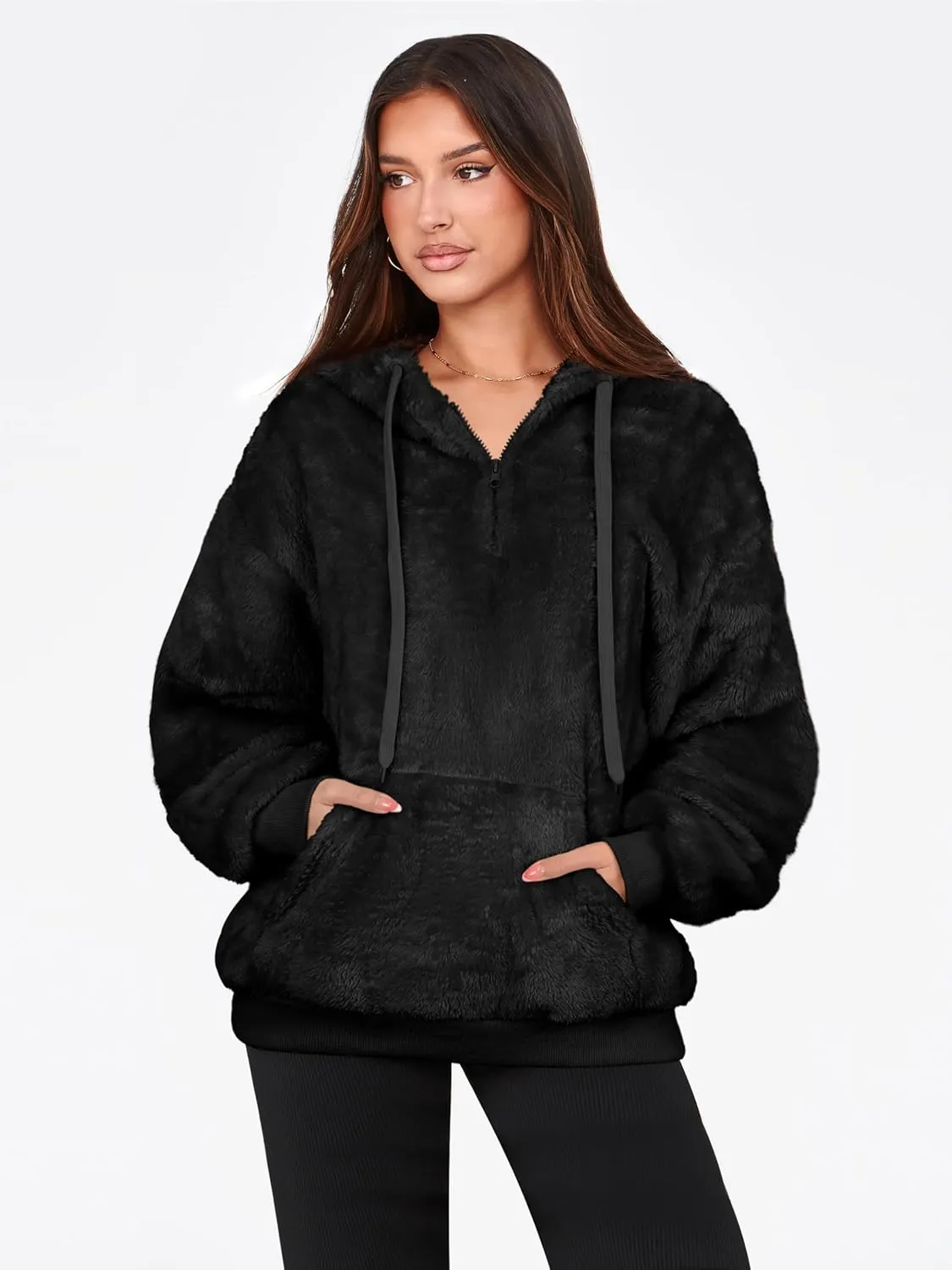 NIeyook Sherpa Fleece Hoodies for Women Fuzzy Oversized Zip up Hoodie with Pockets Casual Pullover Hooded Sweatshirt