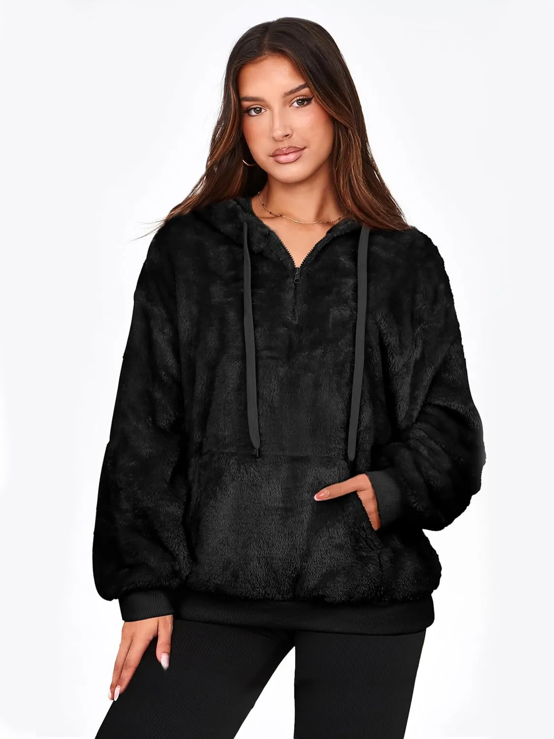 NIeyook Sherpa Fleece Hoodies for Women Fuzzy Oversized Zip up Hoodie with Pockets Casual Pullover Hooded Sweatshirt
