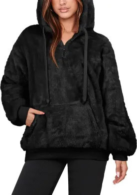 NIeyook Sherpa Fleece Hoodies for Women Fuzzy Oversized Zip up Hoodie with Pockets Casual Pullover Hooded Sweatshirt
