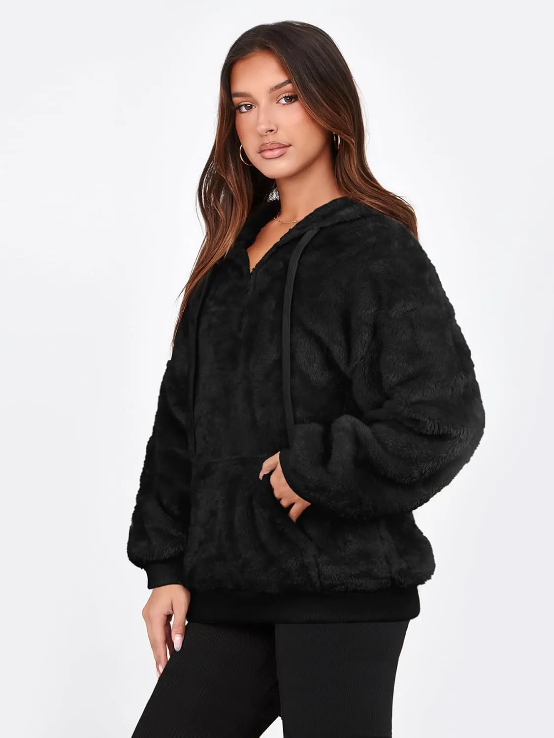NIeyook Sherpa Fleece Hoodies for Women Fuzzy Oversized Zip up Hoodie with Pockets Casual Pullover Hooded Sweatshirt