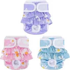 NOYAL Washable Dog Diapers Female Reusable High Absorbency Leak-Proof Rose Pattern Doggie Diapers 3 Pack