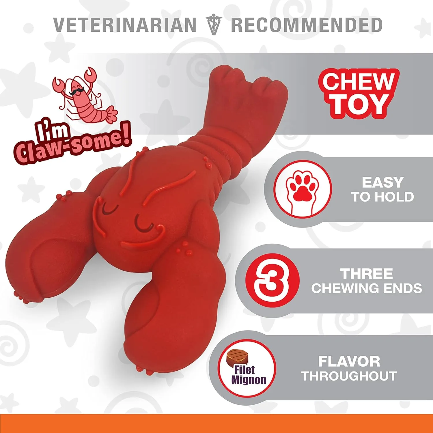 Nylabone Lobster Power Chew Toy for Dogs, Dog Toys for Aggressive Chewers, Filet Mignon Flavor, X-Large Dogs - 50  lbs, 1 Count
