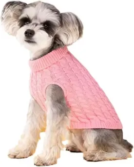 Pet Dog Turtleneck Knit Sweater Coat Winter Warmer Thickening Pullover Knitwear Crochet Coat Clothes for Dog Puppy Cat pet Sweaters (Pink, Medium)