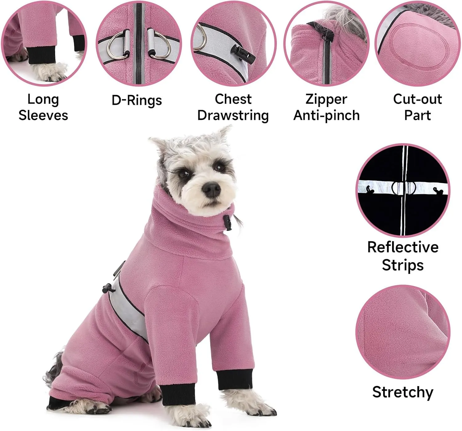 Polar Fleece Dog Coats for Small Medium Dogs, Winter Jacket Sweater Vest Bodysuit, Four-Legged Warm Clothes Pajamas