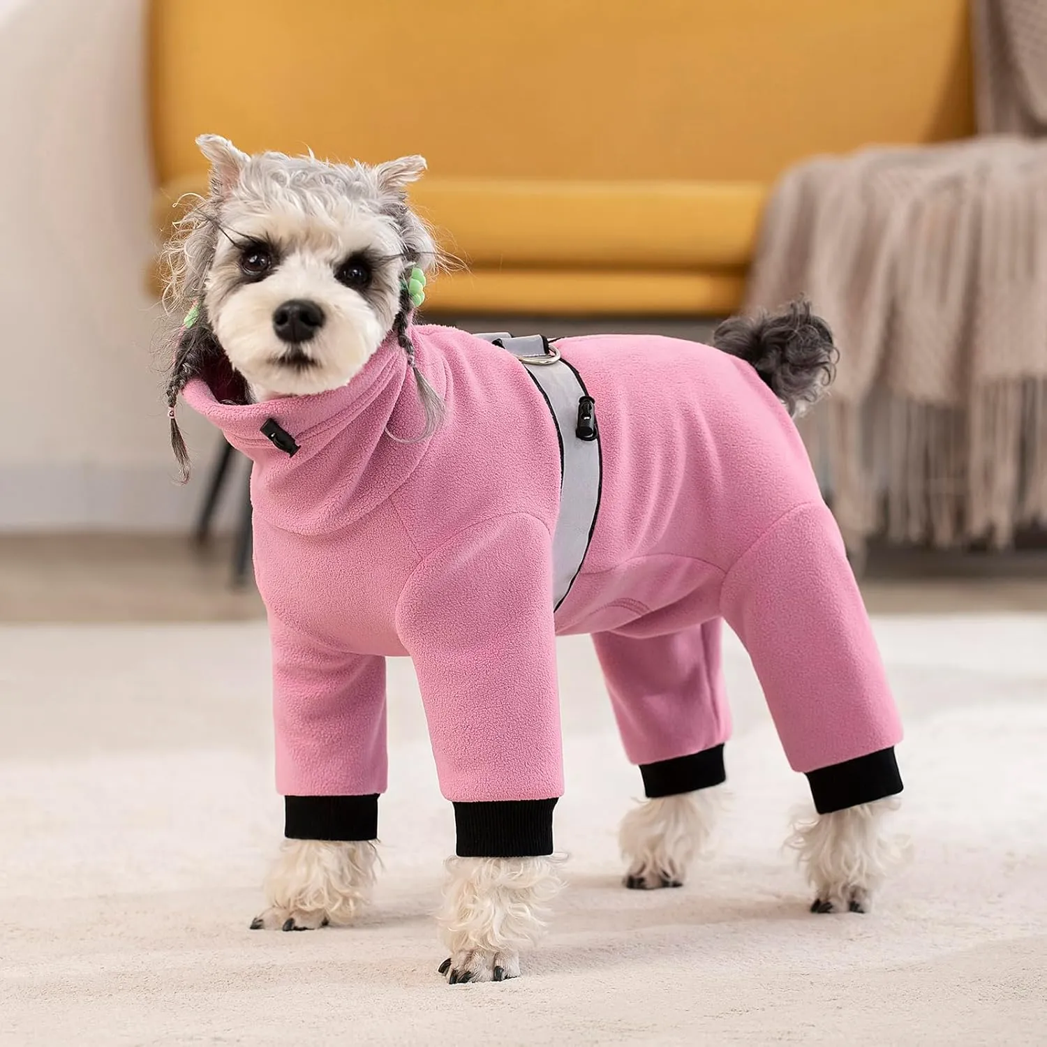 Polar Fleece Dog Coats for Small Medium Dogs, Winter Jacket Sweater Vest Bodysuit, Four-Legged Warm Clothes Pajamas