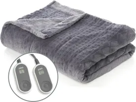 Pure Enrichment PureRelief Deluxe Heated Blanket - 10 Heat Settings, Super Soft Micromink Velvet Fabric, LCD Controller, Auto Shut-Off Timer, Machine Washable - King Size Electric Blanket