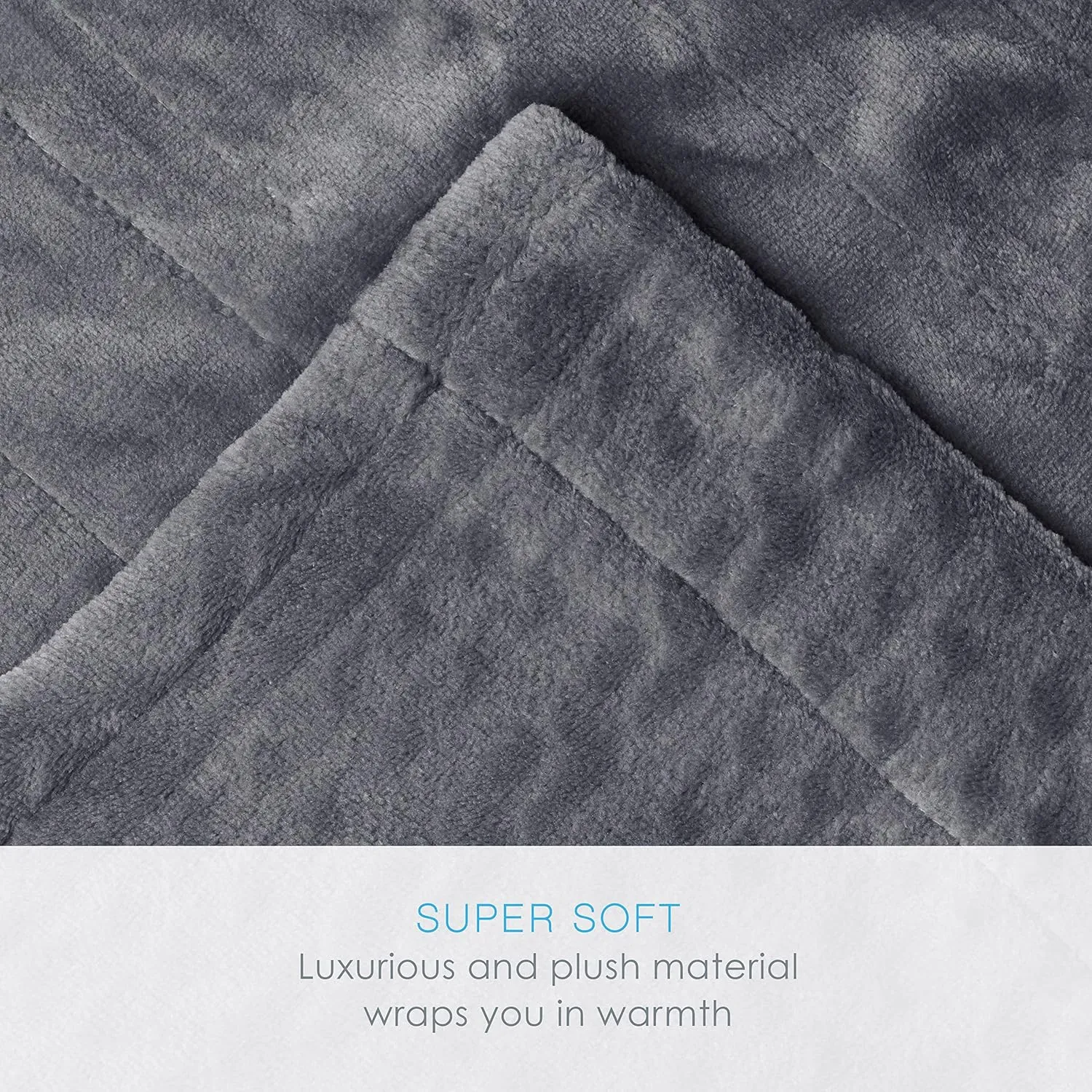 Pure Enrichment PureRelief Deluxe Heated Blanket - 10 Heat Settings, Super Soft Micromink Velvet Fabric, LCD Controller, Auto Shut-Off Timer, Machine Washable - King Size Electric Blanket