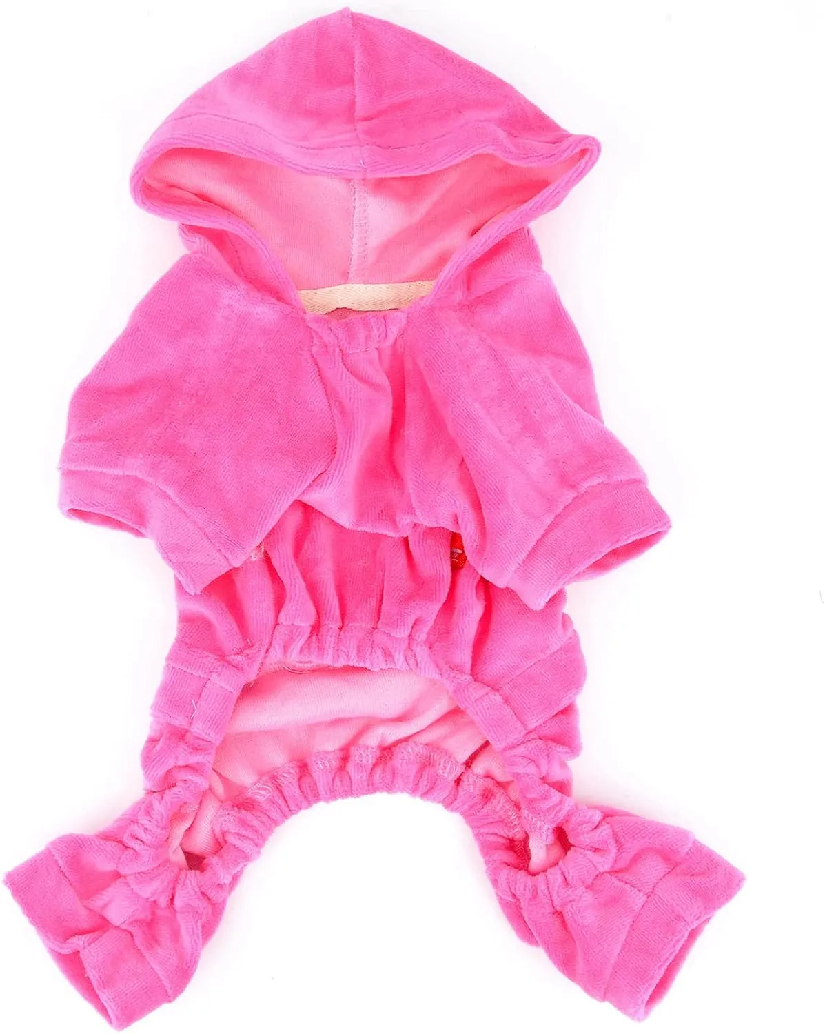 SEIMAI Dog Hoodies Jumpsuit for Small Dog Cat Puppy Rhinestone Crown Soft Velvet Autumn Winter Hooded Pajamas Tracksuit Outfits Sportswear Jacket with Hat Training Outdoor Pink M